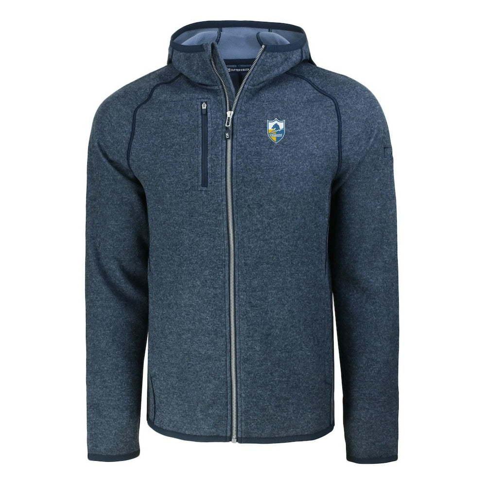 Los Angeles Chargers Cutter & Buck Throwback Mainsail Sweater-Knit Full-Zip Hoodie - Heather Navy - NFL