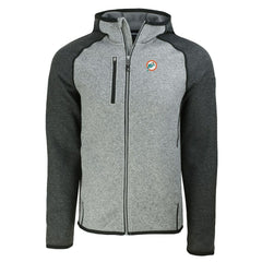 Miami Dolphins Cutter & Buck Throwback Mainsail Sweater-Knit Full-Zip Hoodie - Heather Gray/Heather Charcoal - NFL