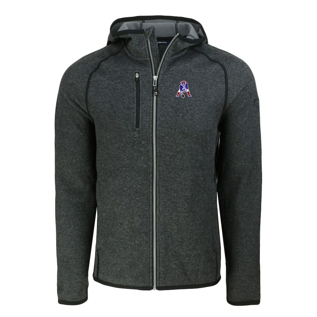 New England Patriots Cutter & Buck Throwback Mainsail Sweater-Knit Full-Zip Hoodie - Heather Charcoal - NFL