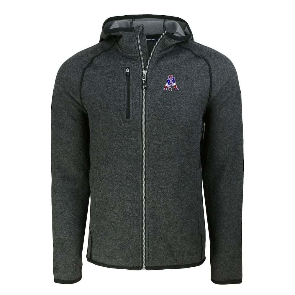 New England Patriots Cutter & Buck Throwback Mainsail Sweater-Knit Full-Zip Hoodie - Heather Charcoal - NFL