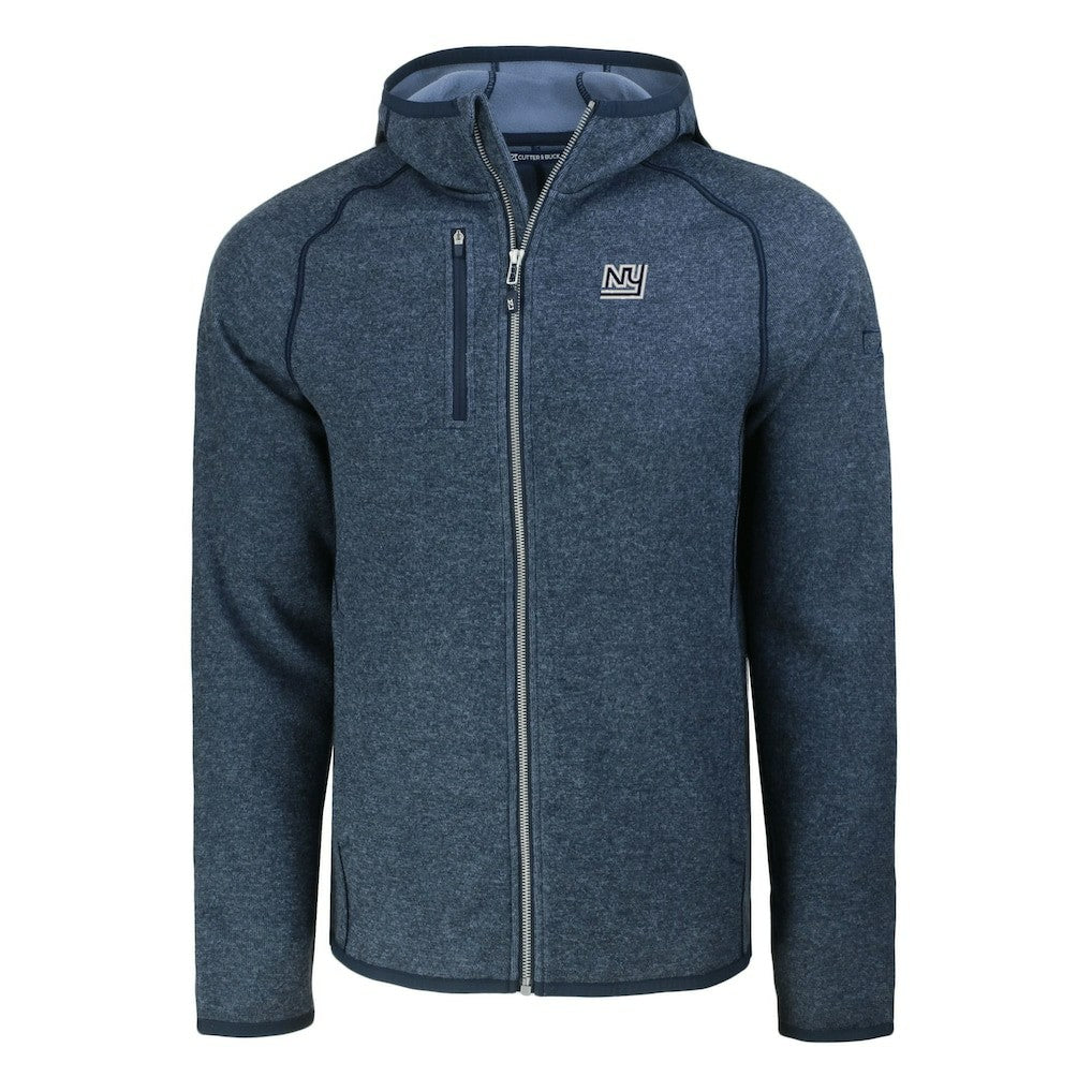 New York Giants Cutter & Buck Throwback Mainsail Sweater-Knit Full-Zip Hoodie - Heather Navy - NFL