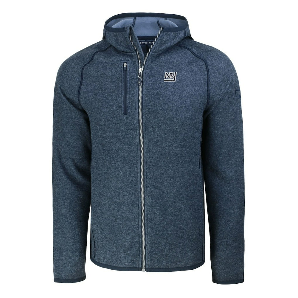 New York Giants Cutter & Buck Throwback Mainsail Sweater-Knit Full-Zip Hoodie - Heather Navy - NFL