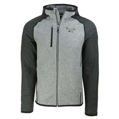 Philadelphia Eagles Cutter & Buck Throwback Mainsail Sweater-Knit Full-Zip Hoodie - Heather Gray/Heather Charcoal - NFL