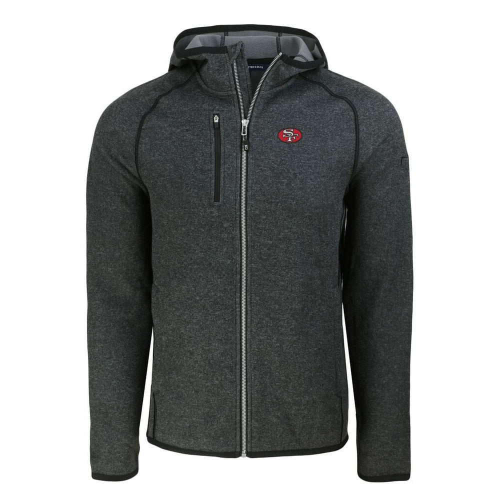 San Francisco 49ers Cutter & Buck Throwback Mainsail Sweater-Knit Full-Zip Hoodie - Heather Charcoal - NFL