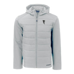 Atlanta Falcons Cutter & Buck Throwback Evoke Hybrid Eco Softshell Recycled Full-Zip Hoodie Jacket - Gray - NFL