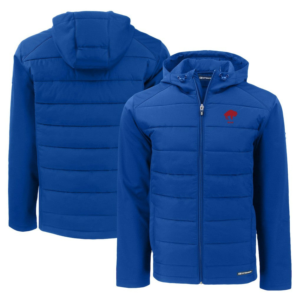Buffalo Bills Cutter & Buck Throwback Evoke Hybrid Eco Softshell Recycled Full-Zip Hoodie Jacket - Royal - NFL