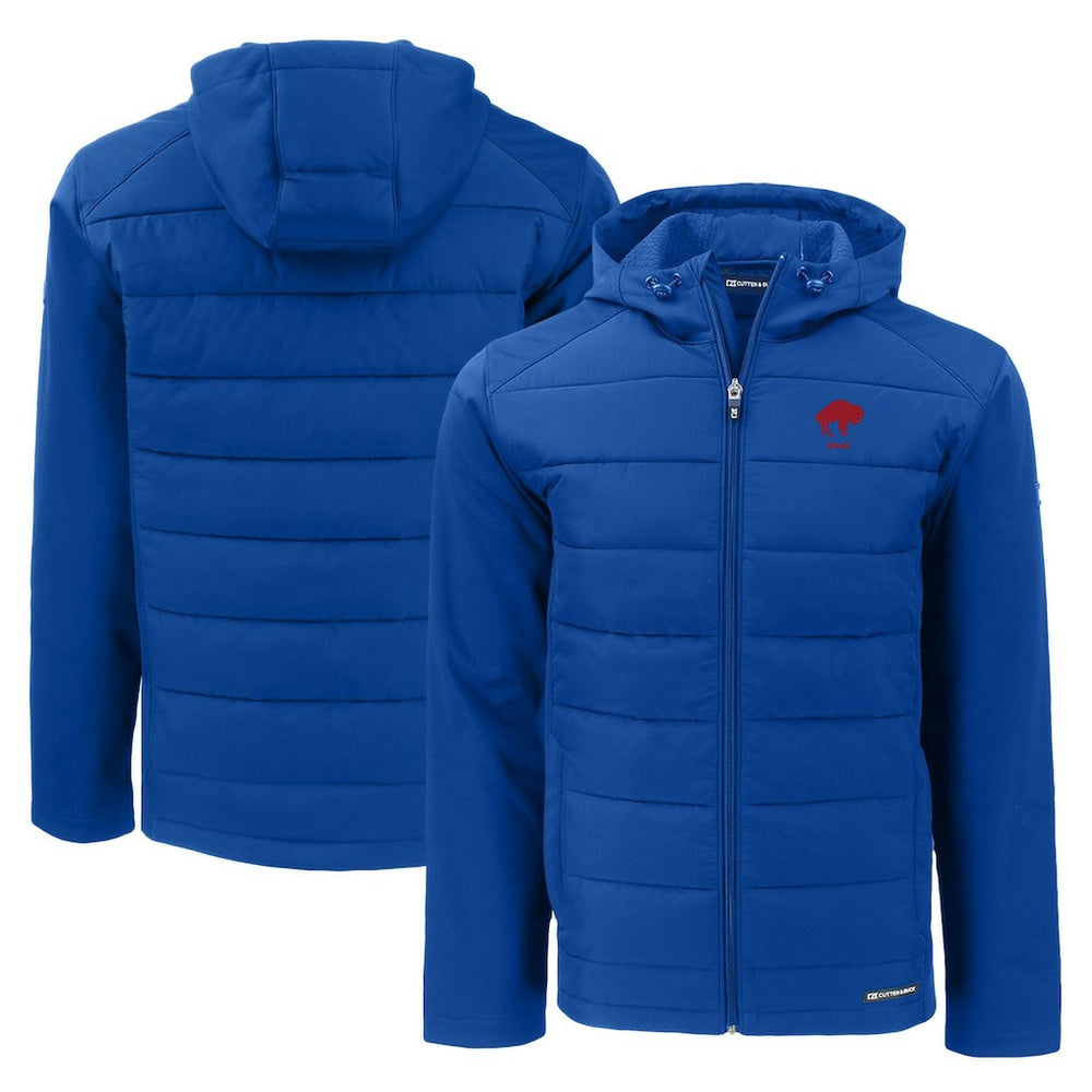 Buffalo Bills Cutter & Buck Throwback Evoke Hybrid Eco Softshell Recycled Full-Zip Hoodie Jacket - Royal - NFL