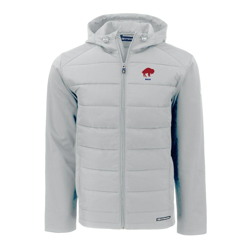 Buffalo Bills Cutter & Buck Throwback Evoke Hybrid Eco Softshell Recycled Full-Zip Hoodie Jacket - Gray - NFL