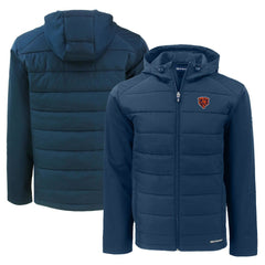 Chicago Bears Cutter & Buck Throwback Evoke Hybrid Eco Softshell Recycled Full-Zip Hoodie Jacket - Navy - NFL