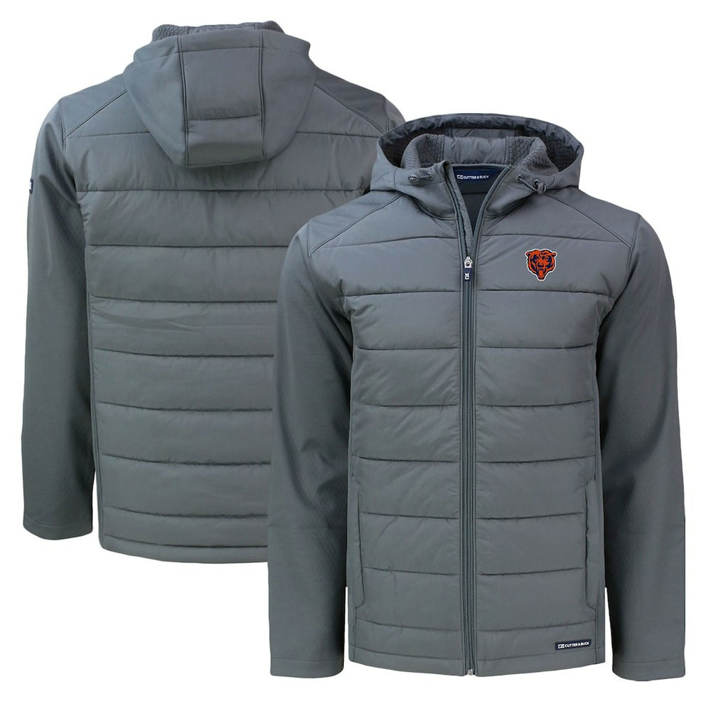 Chicago Bears Cutter & Buck Throwback Evoke Hybrid Eco Softshell Recycled Full-Zip Hoodie Jacket - Gray - NFL