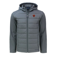 Chicago Bears Cutter & Buck Throwback Evoke Hybrid Eco Softshell Recycled Full-Zip Hoodie Jacket - Gray - NFL