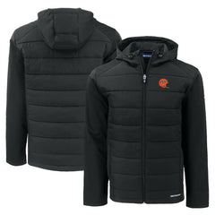 Cincinnati Bengals Cutter & Buck Throwback Evoke Hybrid Eco Softshell Recycled Full-Zip Hoodie Jacket - Black - NFL