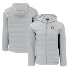 Denver Broncos Cutter & Buck Throwback Evoke Hybrid Eco Softshell Recycled Full-Zip Hoodie Jacket - Gray - NFL