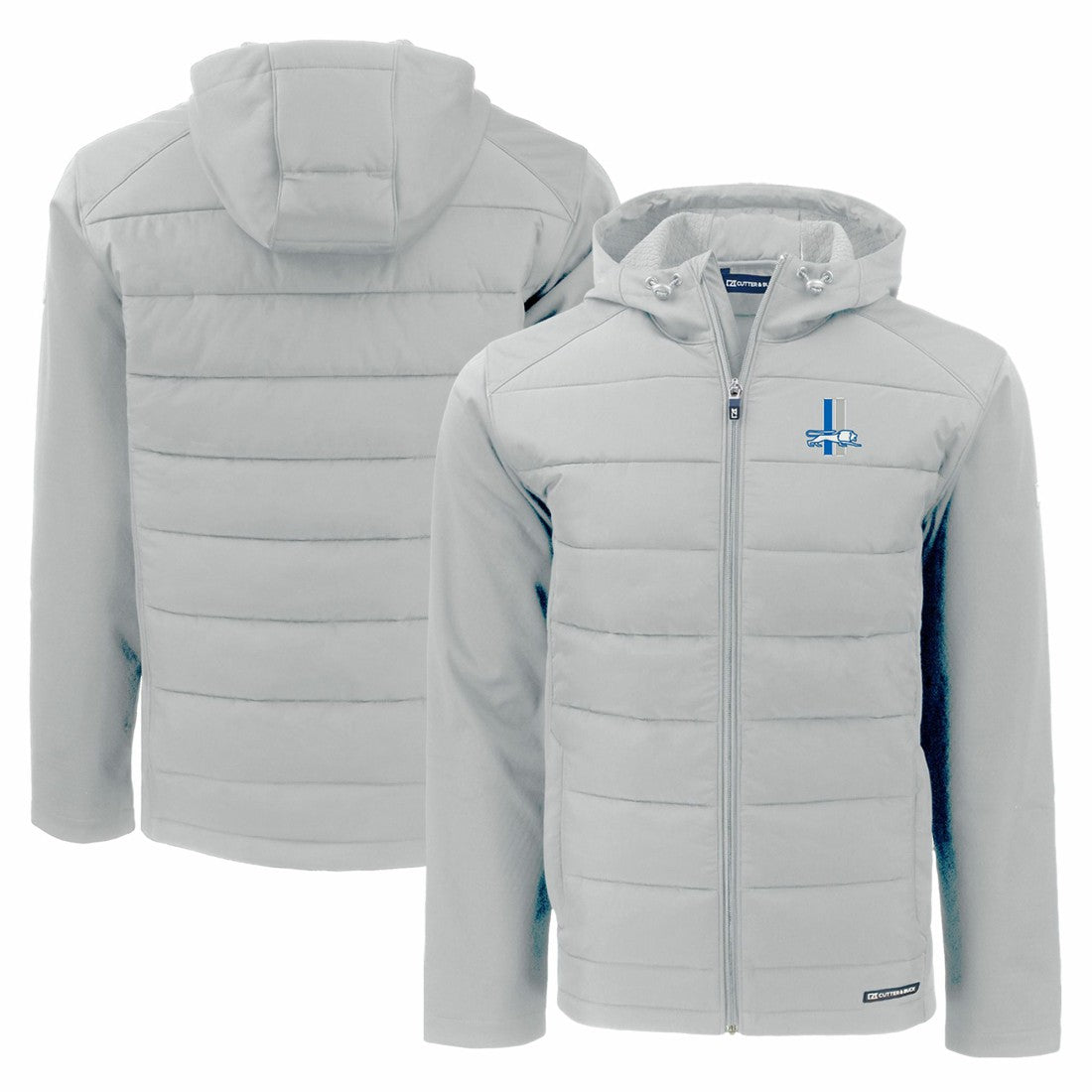 Detroit Lions Cutter & Buck Throwback Evoke Hybrid Eco Softshell Recycled Full-Zip Hoodie Jacket - Gray - NFL