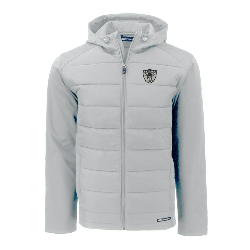 Las Vegas Raiders Cutter & Buck Throwback Evoke Hybrid Eco Softshell Recycled Full-Zip Hoodie Jacket - Gray - NFL