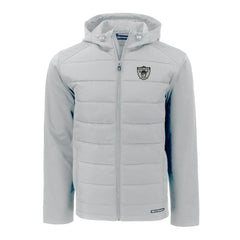 Las Vegas Raiders Cutter & Buck Throwback Evoke Hybrid Eco Softshell Recycled Full-Zip Hoodie Jacket - Gray - NFL