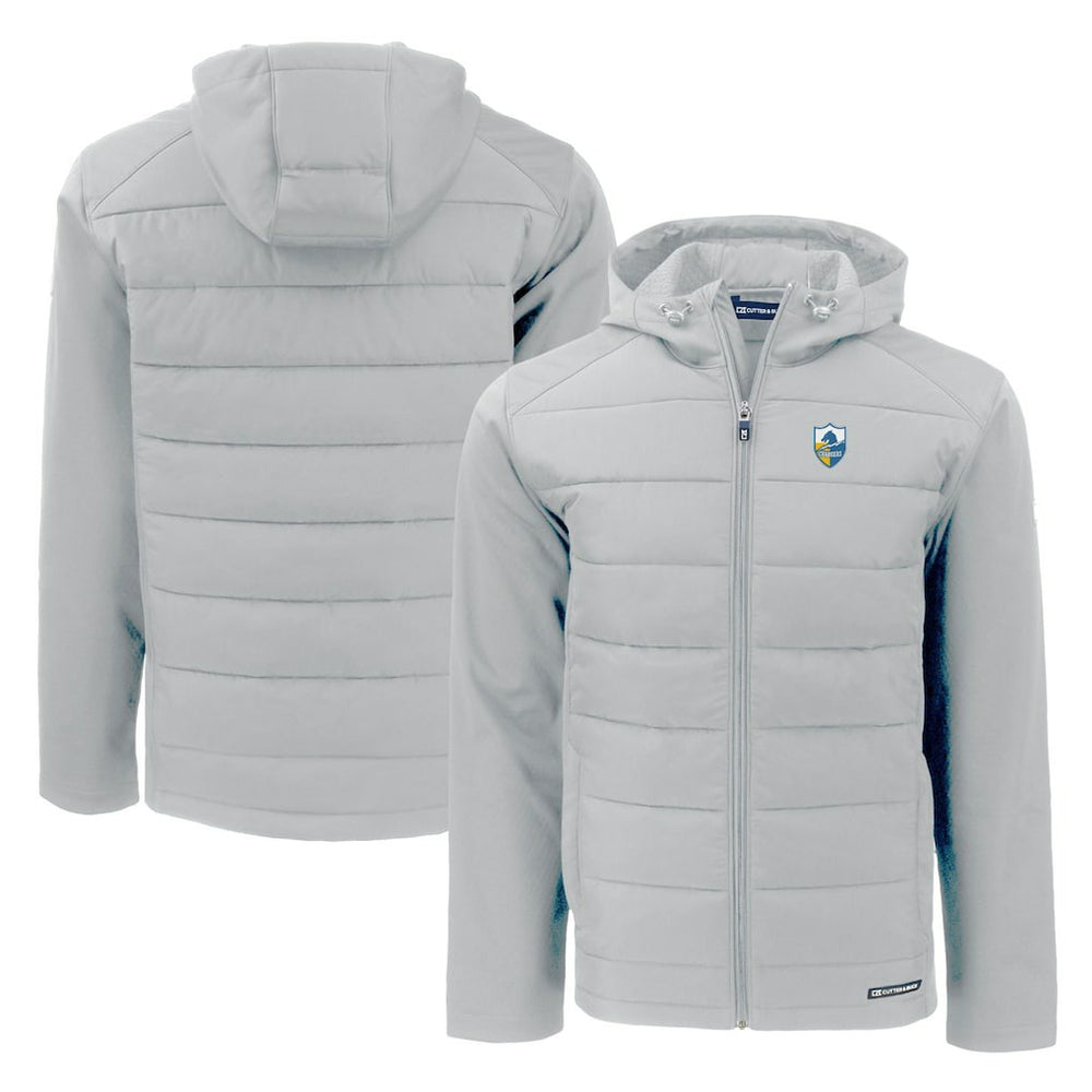 Los Angeles Chargers Cutter & Buck Throwback Evoke Hybrid Eco Softshell Recycled Full-Zip Hoodie Jacket - Gray - NFL