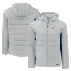 Miami Dolphins Cutter & Buck Throwback Evoke Hybrid Eco Softshell Recycled Full-Zip Hoodie Jacket - Gray - NFL