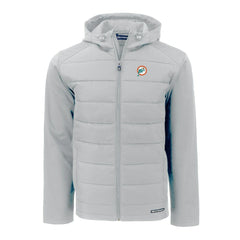 Miami Dolphins Cutter & Buck Throwback Evoke Hybrid Eco Softshell Recycled Full-Zip Hoodie Jacket - Gray - NFL