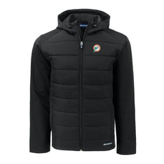 Miami Dolphins Cutter & Buck Throwback Evoke Hybrid Eco Softshell Recycled Full-Zip Hoodie Jacket - Black - NFL