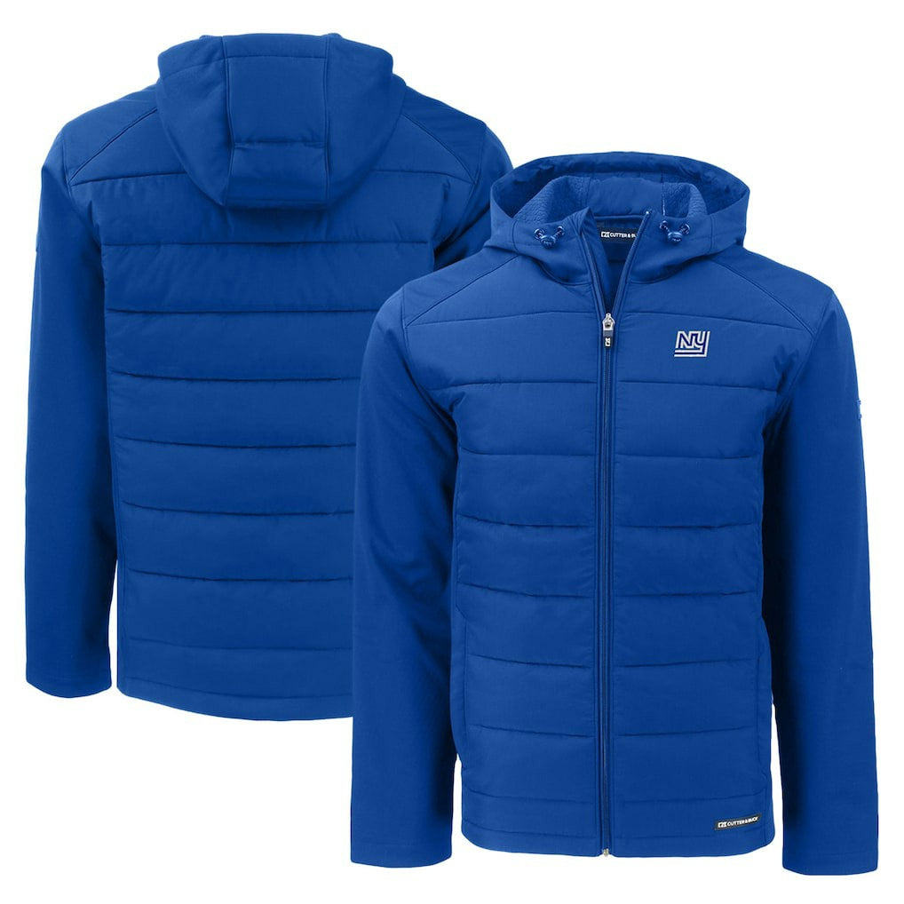New York Giants Cutter & Buck Throwback Evoke Hybrid Eco Softshell Recycled Full-Zip Hoodie Jacket - Royal - NFL