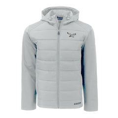 Philadelphia Eagles Cutter & Buck Throwback Evoke Hybrid Eco Softshell Recycled Full-Zip Hoodie Jacket - Gray - NFL