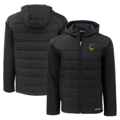 Pittsburgh Steelers Cutter & Buck Throwback Evoke Hybrid Eco Softshell Recycled Full-Zip Hoodie Jacket - Black - NFL