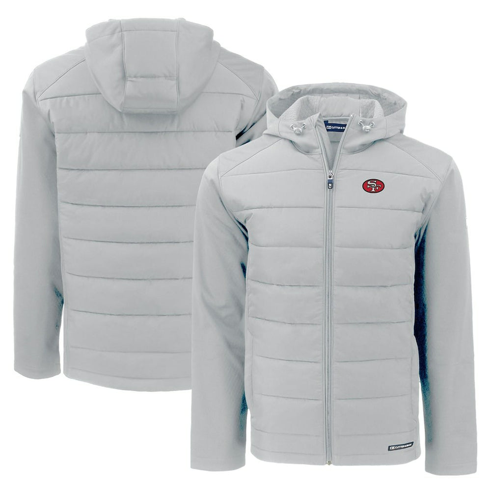 San Francisco 49ers Cutter & Buck Throwback Evoke Hybrid Eco Softshell Recycled Full-Zip Hoodie Jacket - Gray - NFL