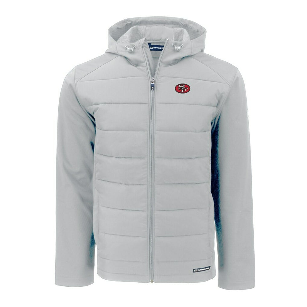 San Francisco 49ers Cutter & Buck Throwback Evoke Hybrid Eco Softshell Recycled Full-Zip Hoodie Jacket - Gray - NFL