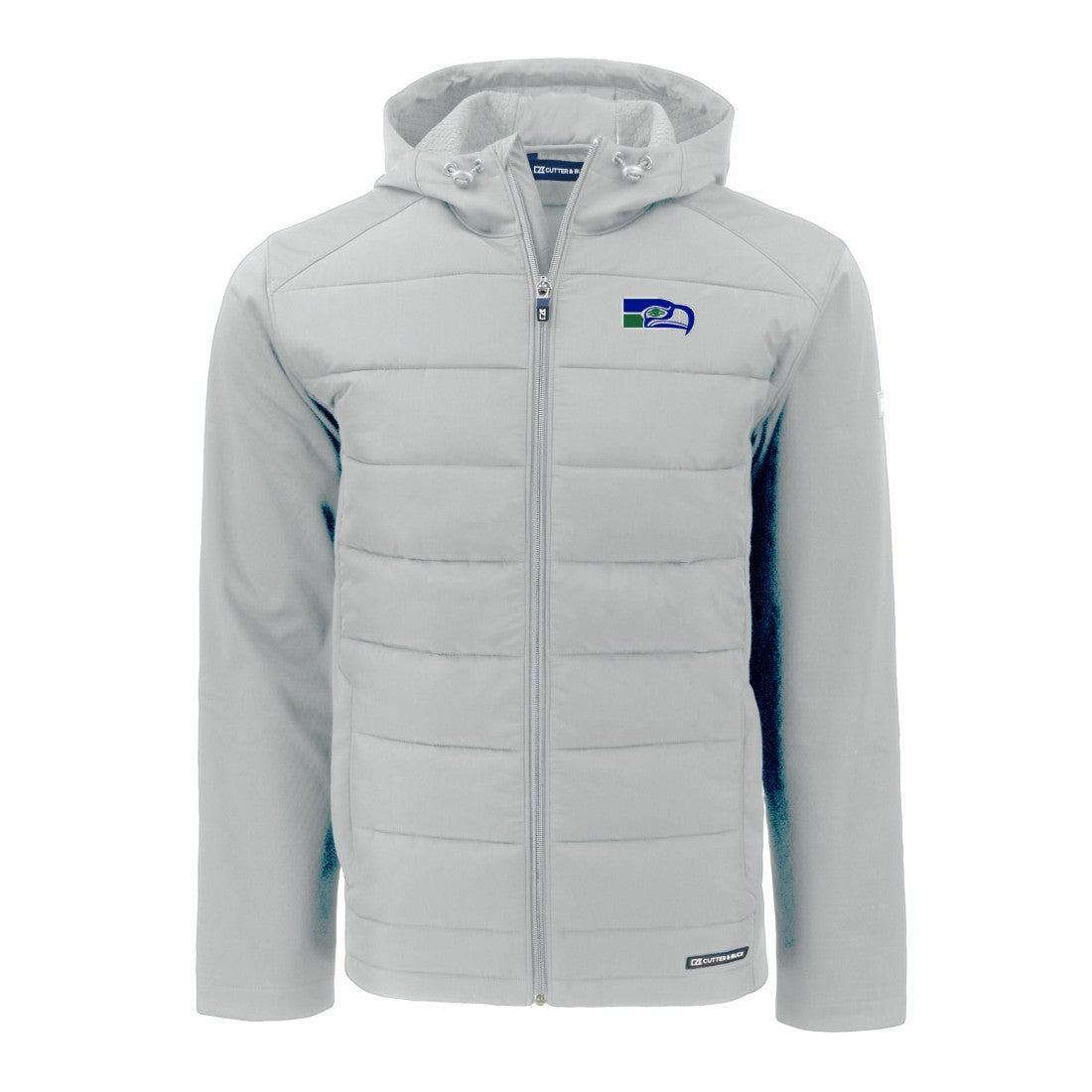 Seattle Seahawks Cutter & Buck Throwback Evoke Hybrid Eco Softshell Recycled Full-Zip Hoodie Jacket - Gray - NFL