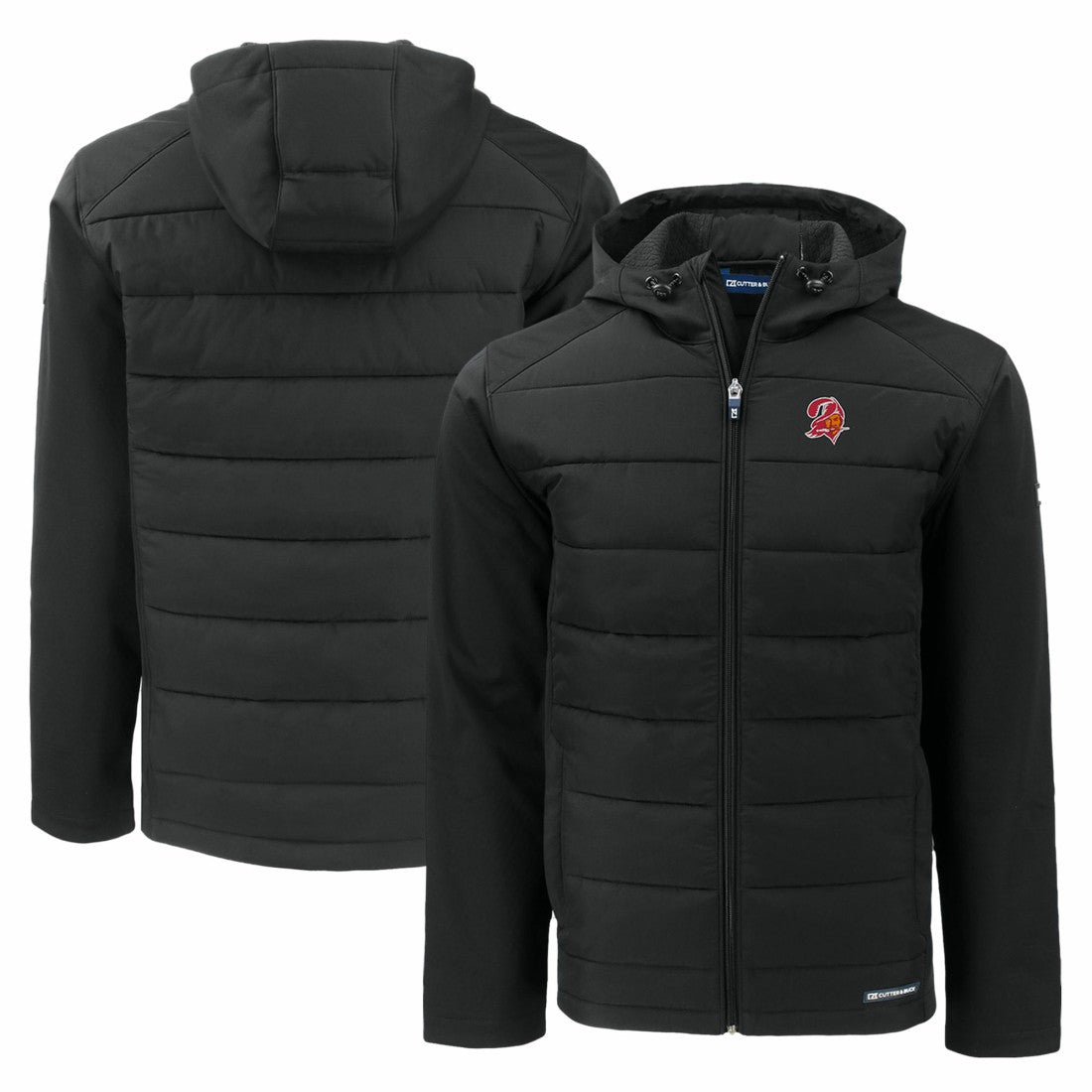 Tampa Bay Buccaneers Cutter & Buck Throwback Evoke Hybrid Eco Softshell Recycled Full-Zip Hoodie Jacket - Black - NFL