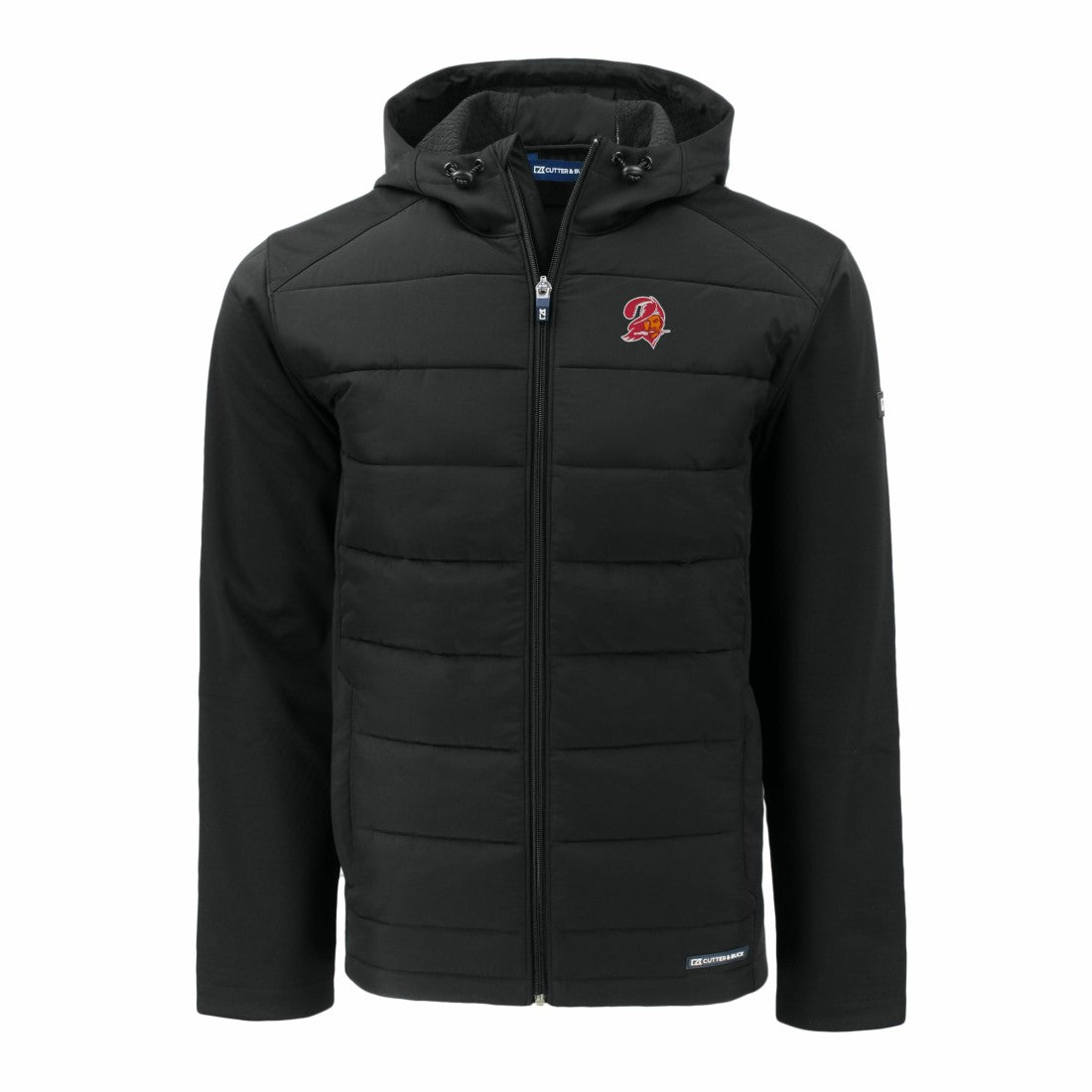 Tampa Bay Buccaneers Cutter & Buck Throwback Evoke Hybrid Eco Softshell Recycled Full-Zip Hoodie Jacket - Black - NFL