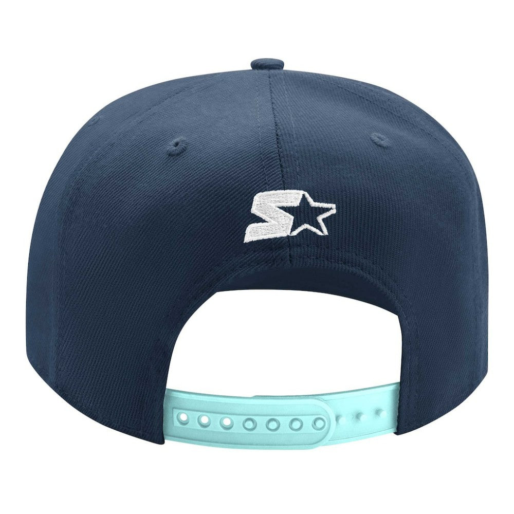 Seattle Kraken Starter Arch Logo Two-Tone Snapback Hat - Deep Sea Blue/Light Blue | NHL online