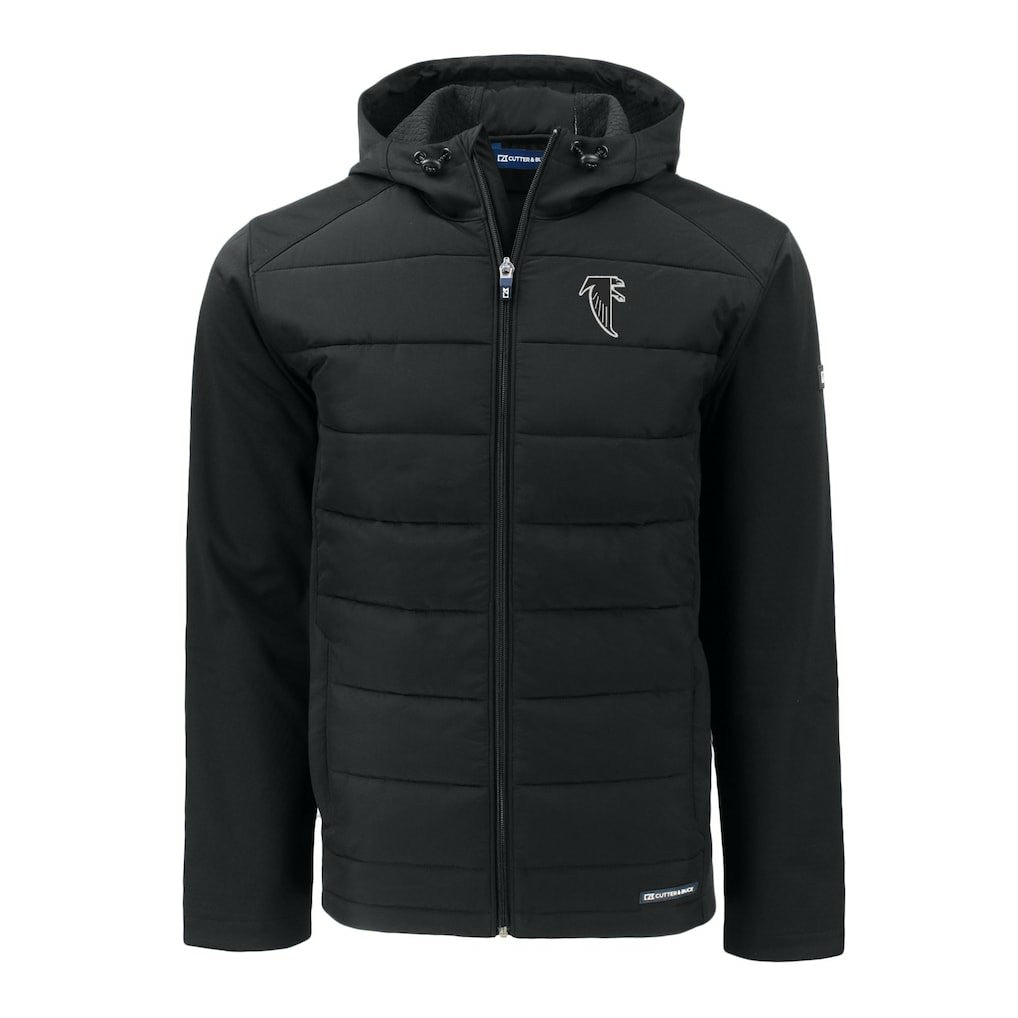 Atlanta Falcons Cutter & Buck Throwback Big & Tall Evoke Hybrid Eco Softshell Recycled Full-Zip Jacket - Black - NFL