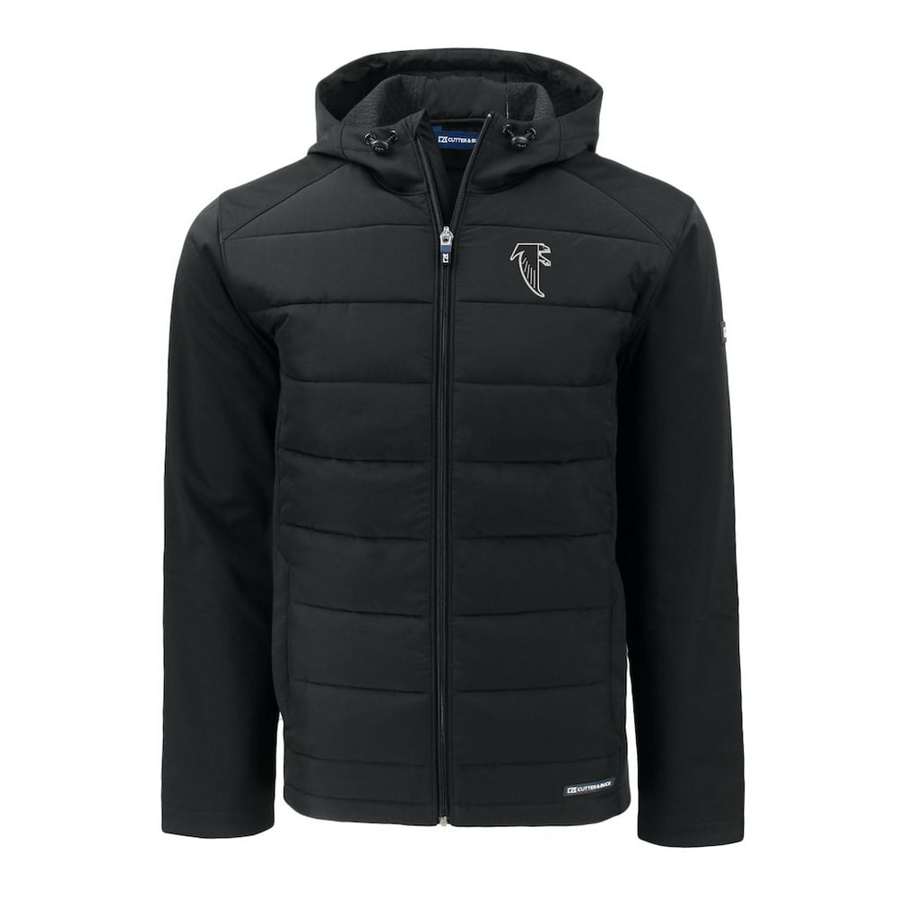 Atlanta Falcons Cutter & Buck Throwback Big & Tall Evoke Hybrid Eco Softshell Recycled Full-Zip Jacket - Black - NFL