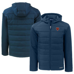 Chicago Bears Cutter & Buck Throwback Big & Tall Evoke Hybrid Eco Softshell Recycled Full-Zip Jacket - Navy - NFL