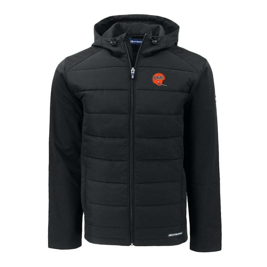 Cincinnati Bengals Cutter & Buck Throwback Big & Tall Evoke Hybrid Eco Softshell Recycled Full-Zip Jacket - Black - NFL
