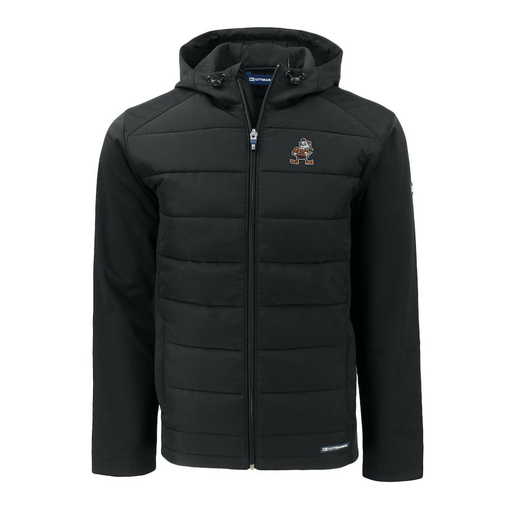 Cleveland Browns Cutter & Buck Throwback Big & Tall Evoke Hybrid Eco Softshell Recycled Full-Zip Jacket - Black - NFL