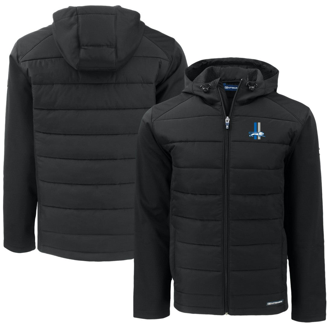 Detroit Lions Cutter & Buck Throwback Big & Tall Evoke Hybrid Eco Softshell Recycled Full-Zip Jacket - Black - NFL