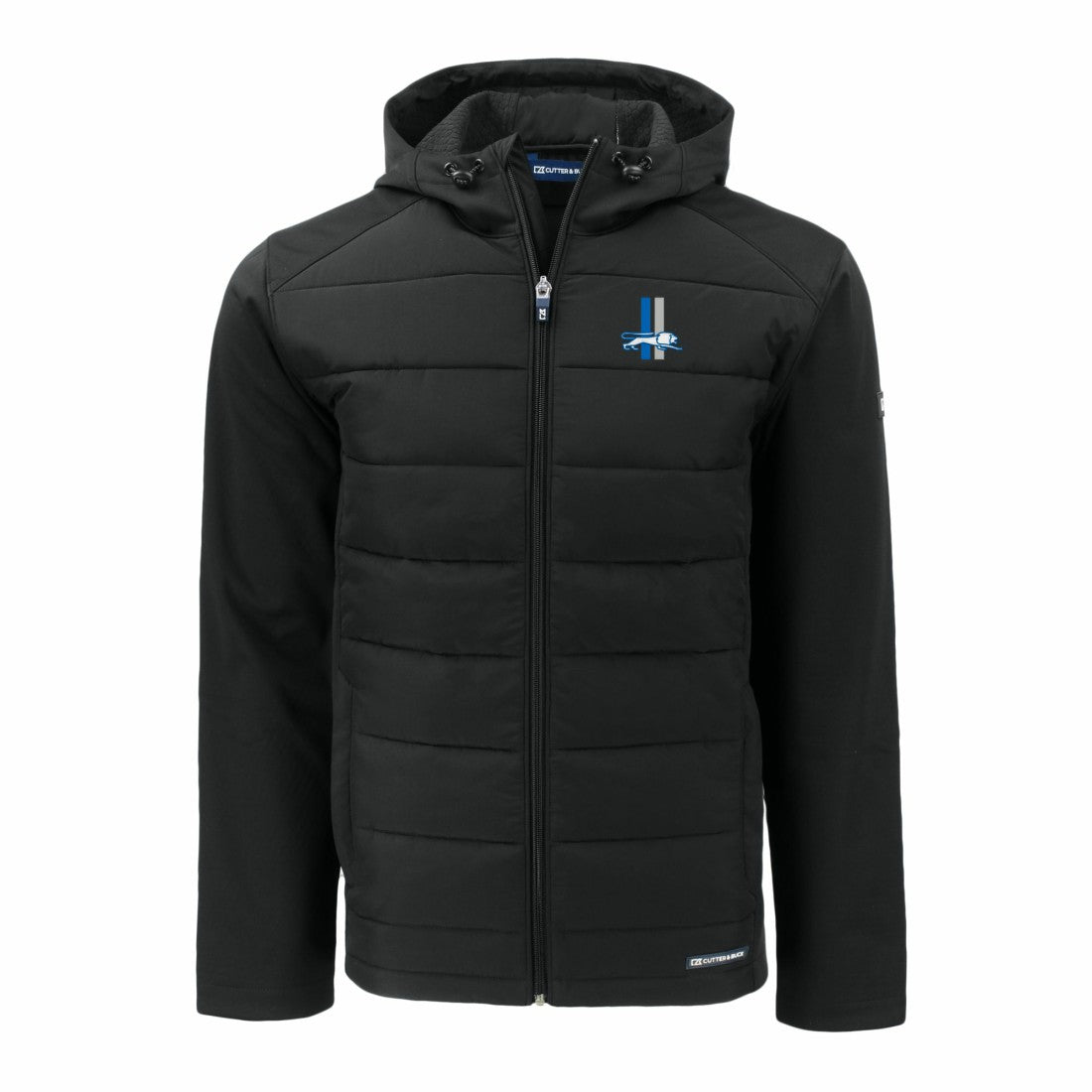 Detroit Lions Cutter & Buck Throwback Big & Tall Evoke Hybrid Eco Softshell Recycled Full-Zip Jacket - Black - NFL