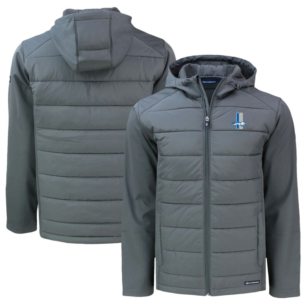 Detroit Lions Cutter & Buck Throwback Big & Tall Evoke Hybrid Eco Softshell Recycled Full-Zip Hoodie - Gray - NFL