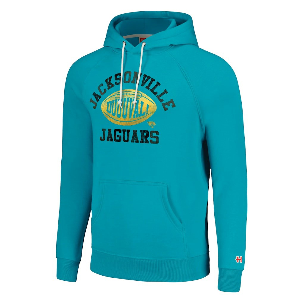 Jacksonville Jaguars Homage Unisex Hyperlocal Raglan Pullover Hoodie - Teal - NFL