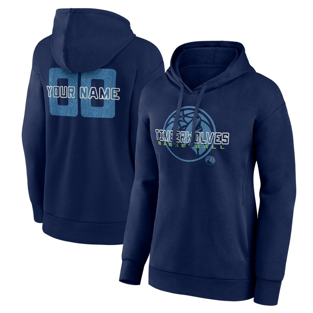 Minnesota Timberwolves Women's Stellar Personalized Name & Number Pullover Hoodie Navy