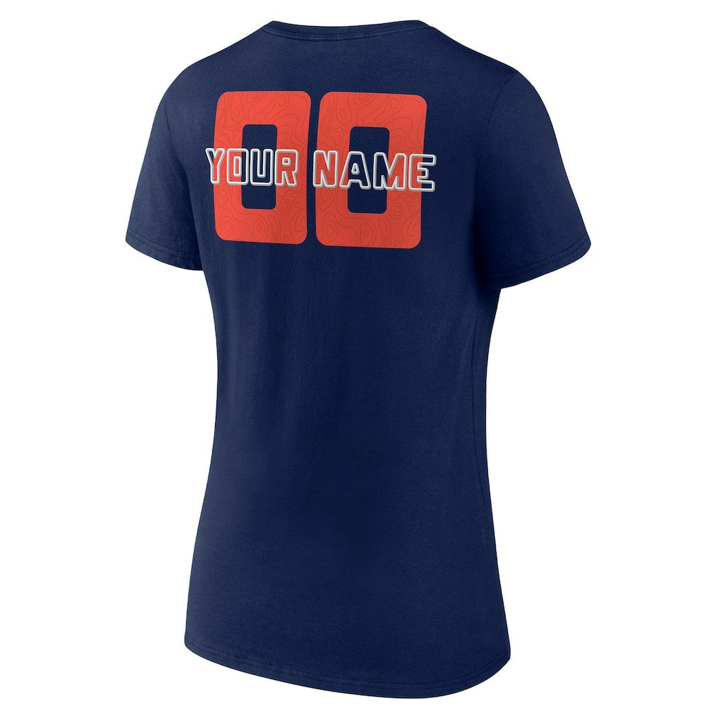 Oklahoma City Thunder Women's Stellar Personalized Name & Number V-Neck T-Shirt Navy