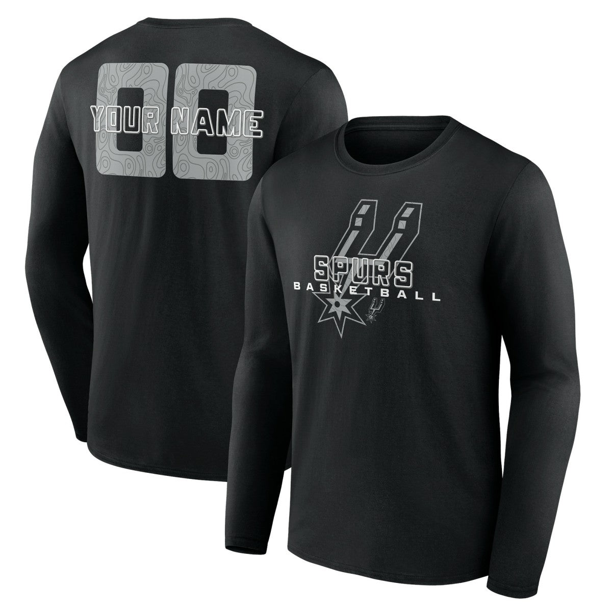 San Antonio Spurs Stellar Personalized Name & Number Long Sleeve T-Shirt Black