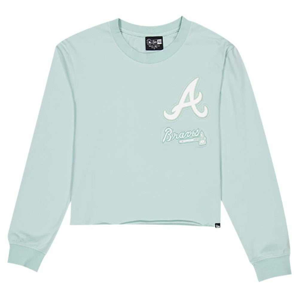 Atlanta Braves New Era Women's Breeze Logo Select Cropped Long Sleeve T-Shirt Sale