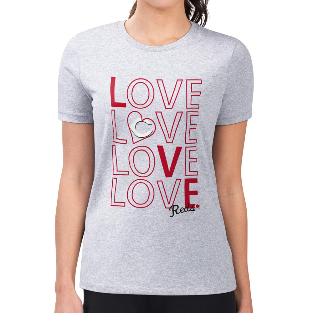 Cincinnati Reds G-III 4Her by Carl Banks Women's Super-Slim Fit Lightweight Love Graphic Team T-Shirt for sale