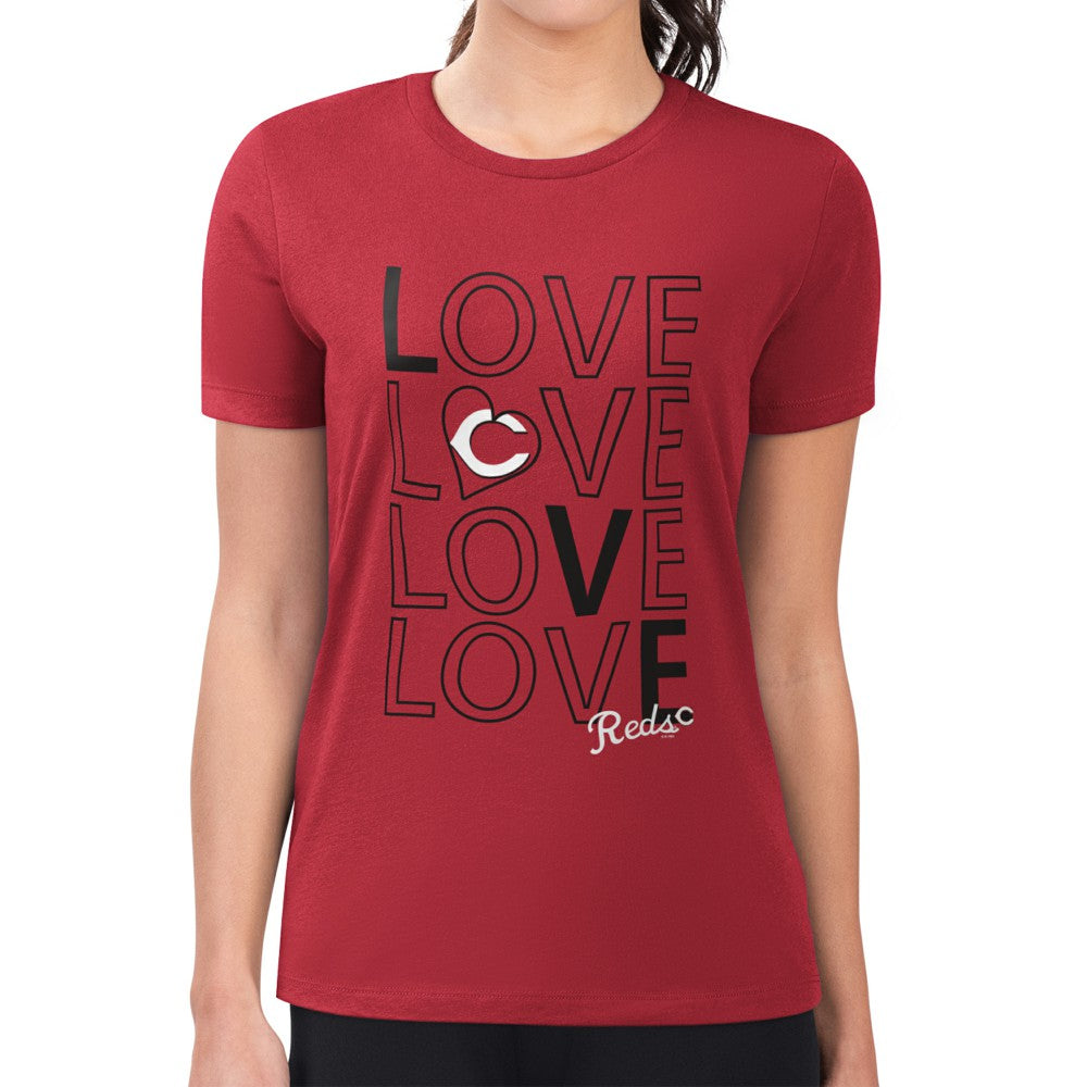 Cincinnati Reds G-III 4Her by Carl Banks Women's Super-Slim Fit Lightweight Love Graphic Team T-Shirt Outlet