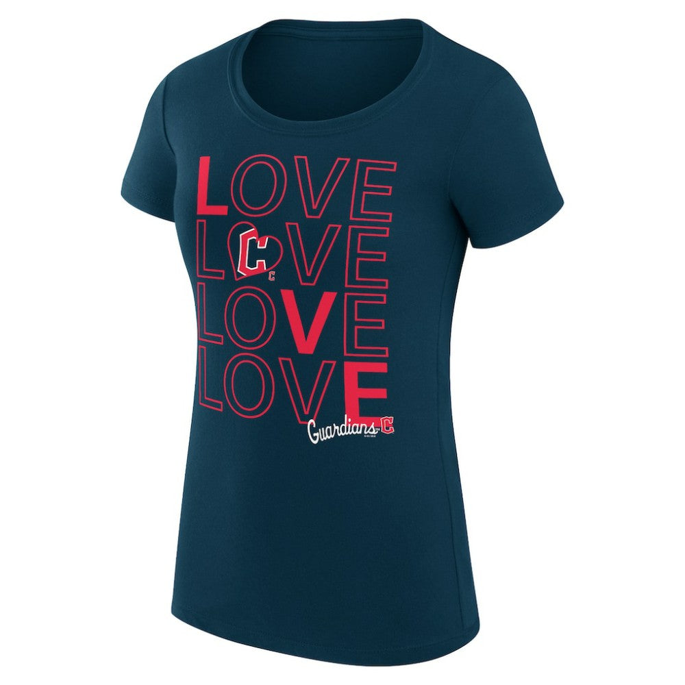Cleveland Guardians G-III 4Her by Carl Banks Women's Super-Slim Fit Lightweight Love Graphic Team T-Shirt Outlet