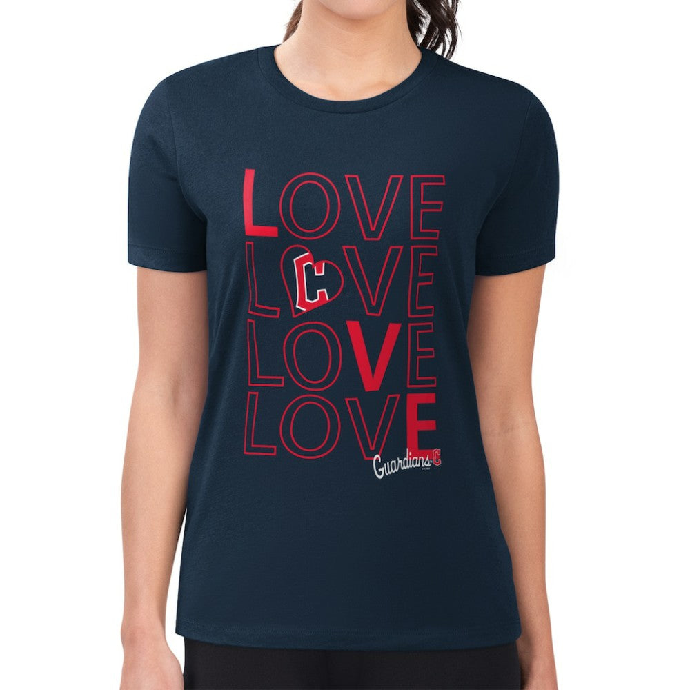 Cleveland Guardians G-III 4Her by Carl Banks Women's Super-Slim Fit Lightweight Love Graphic Team T-Shirt Outlet